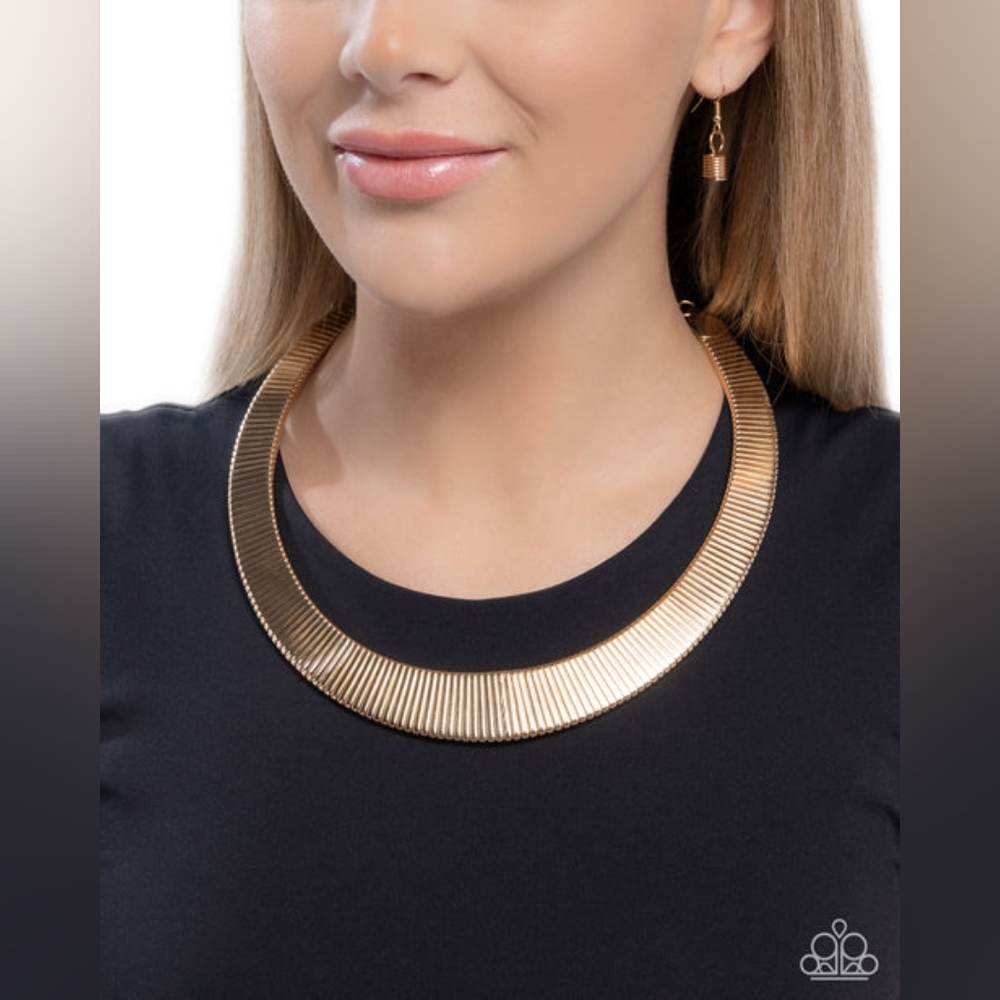 Paparazzi Gold Textured Collar Necklace